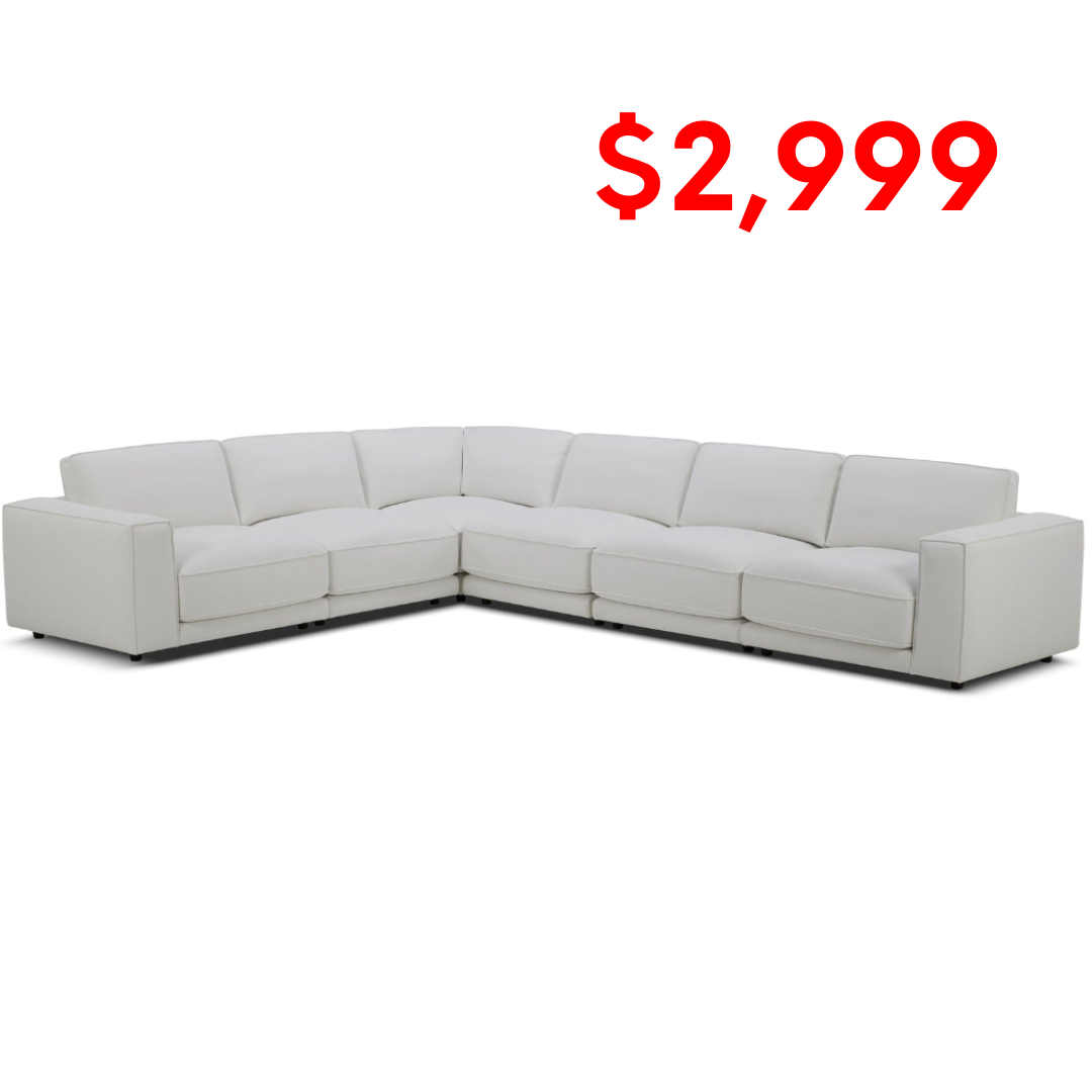 7PC. DOVE FABRIC SECTIONAL WITH OTTOMAN