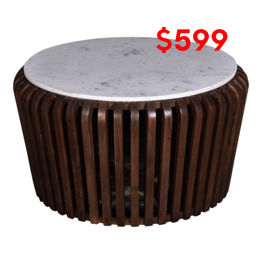 ROUND MARBLE TOP COCKTAIL TABLE