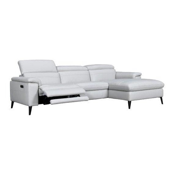 LIGHT GREY LEATHER RECLINING SECTIONAL
